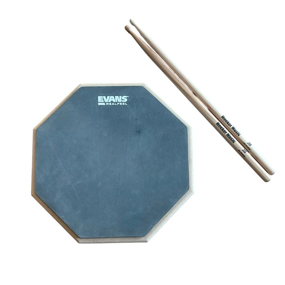 Evans RealFeel Practice Pad Single-sided Snare Drum 12-inch With Hickory Sticks